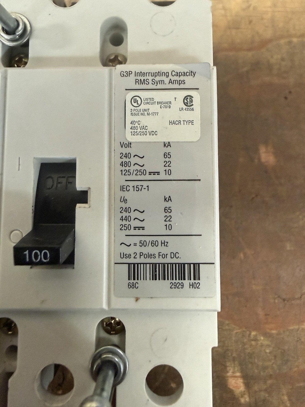 Automation Direct, G3P 22k 100Amp, Industrial Circuit Breaker, 100Amps, 3 Poles
