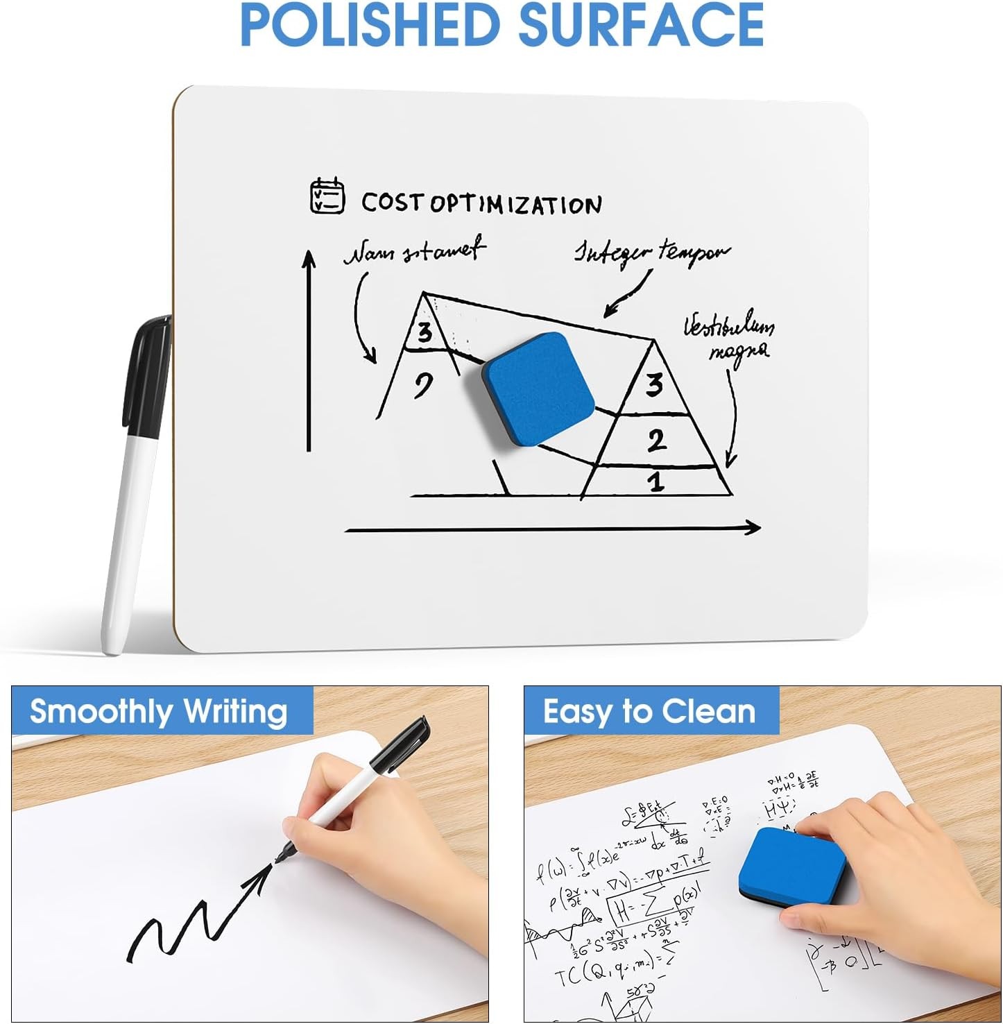 Double Sided Dry Erase Board, 9” x 12” Small White Board, 2 Pack | Reusable