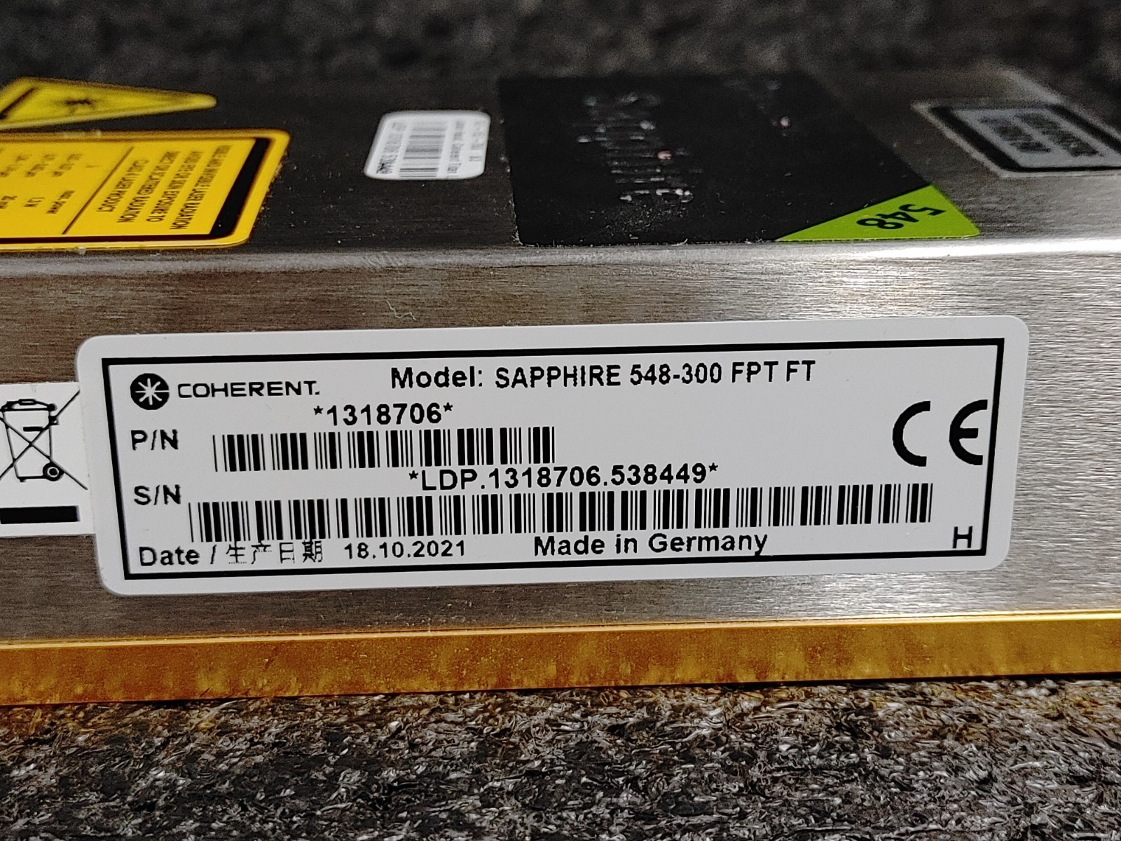 COHERENT SAPPHIRE 548-300 FPT FT Titan Laser Head w 101-343-400 Controller