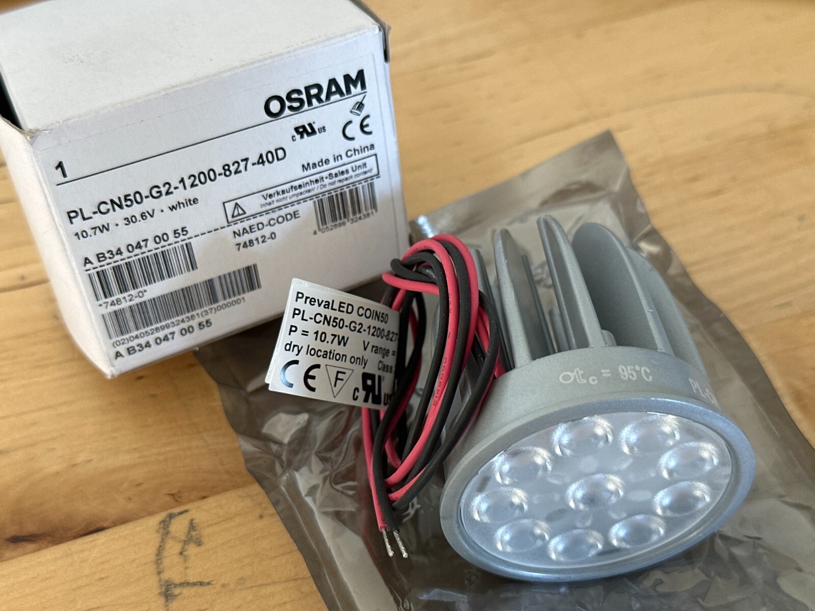 Osram PrevaLED COIN50 PL-CN50-G2-1200-827-40D 10.7W 30.6V LED Light New