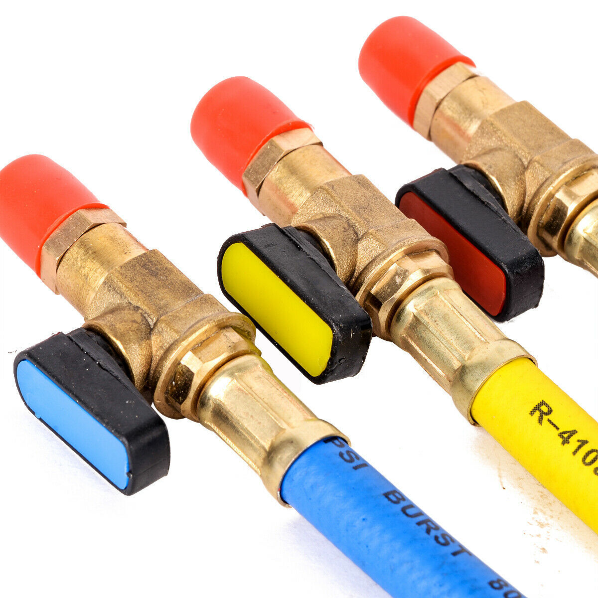 3Pcs Ball Valve R410A Short Charging Hoses HVAC AC Tool Kit 800PSI