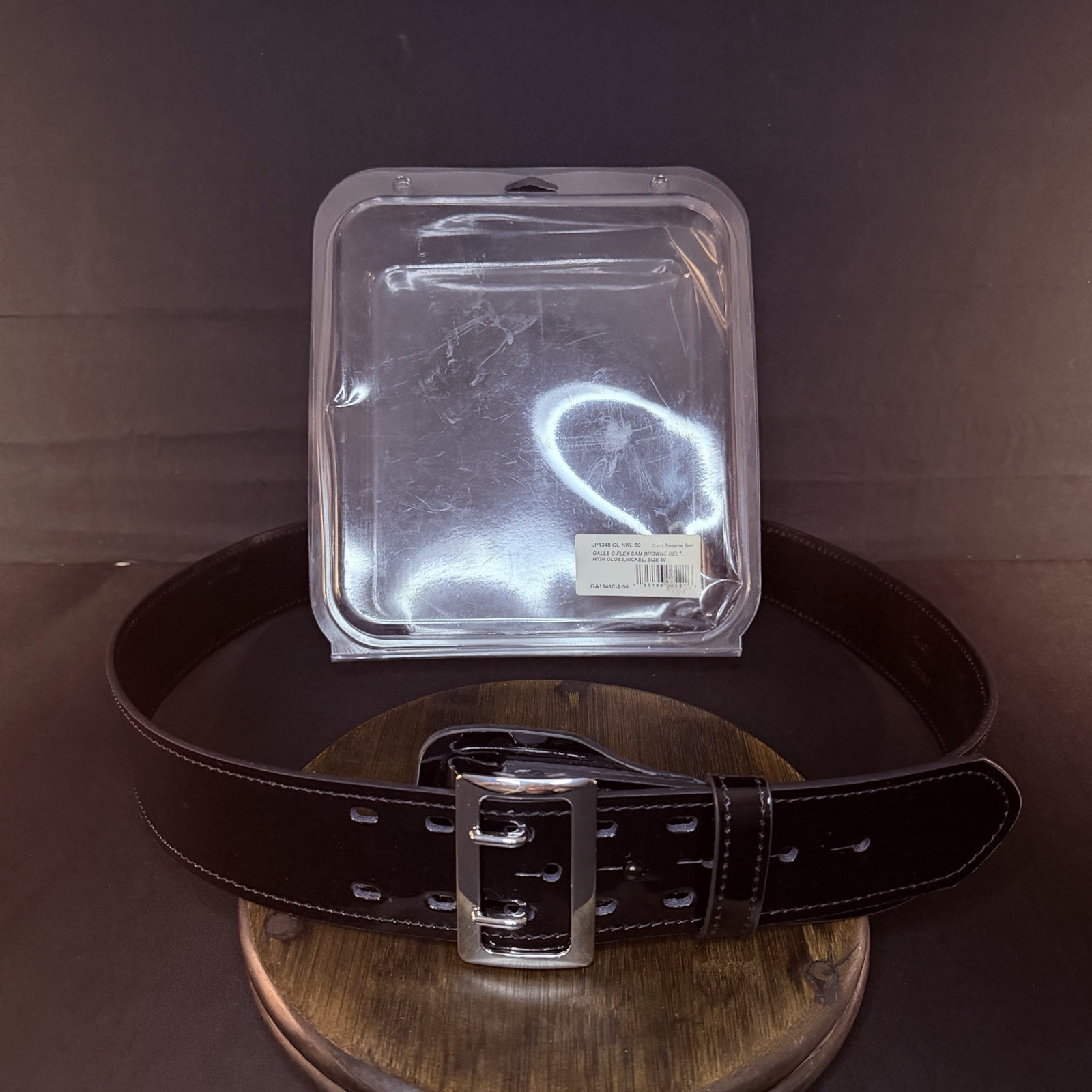 Galls Duty Belt Size 50″ G-Flex Sam Browne High Gloss Leather Nickel Buckle 1348