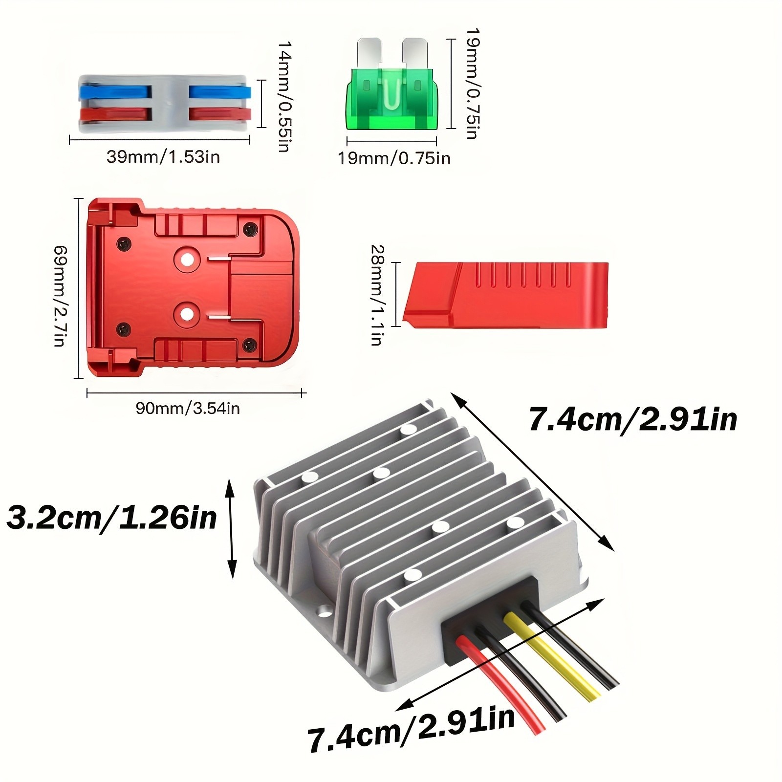 18V to 12V 15A 180W Step Down Converter Compatible with Milwaukee 18V Battery