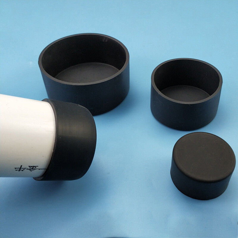 Black Silicone Rubber Round Tube End Caps Cover Blanking Stopper Floor Protector