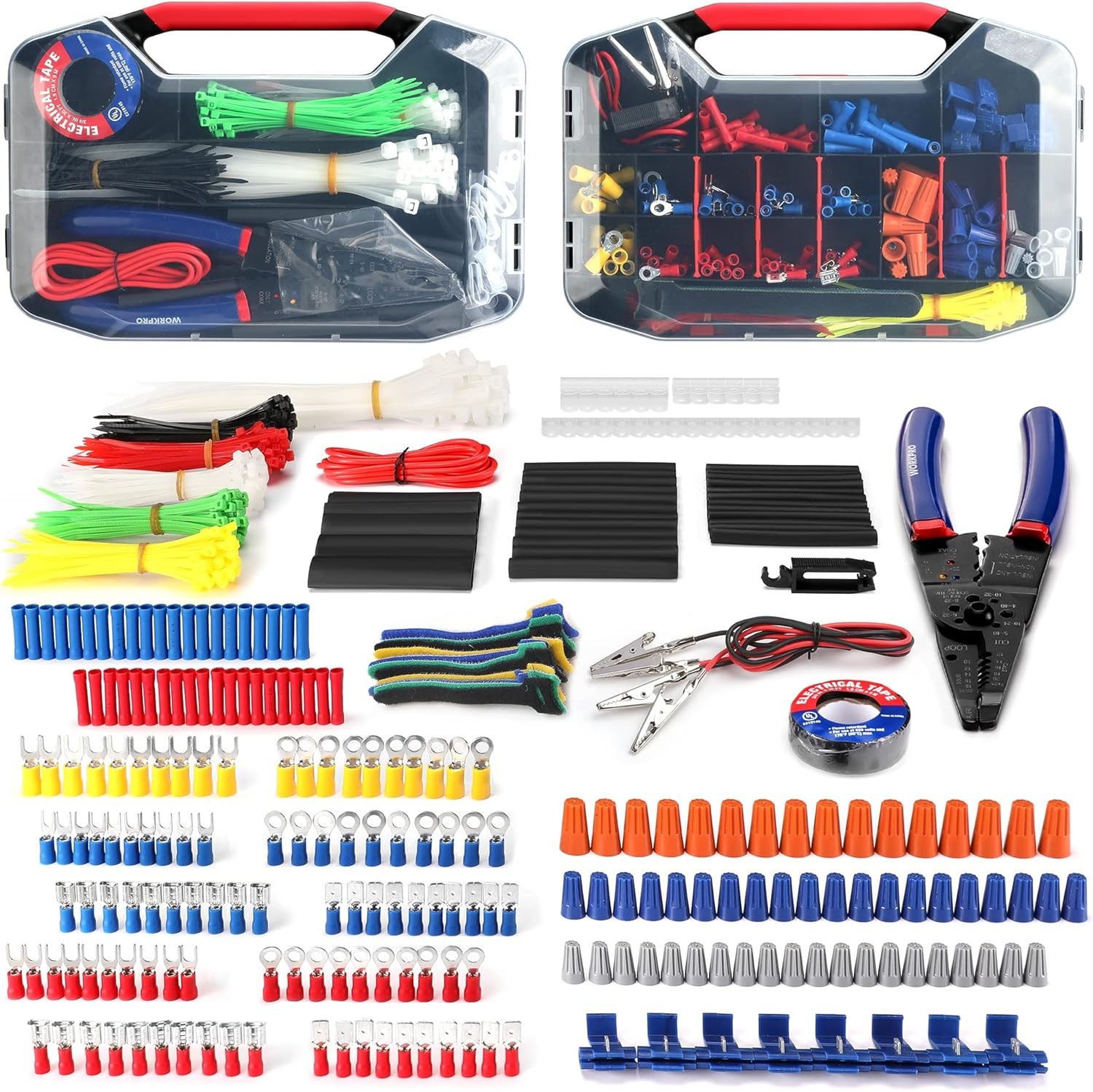 WORKPRO 582-piece Crimp Terminal Electrical Repair Kit with Wire Cutter Stripper