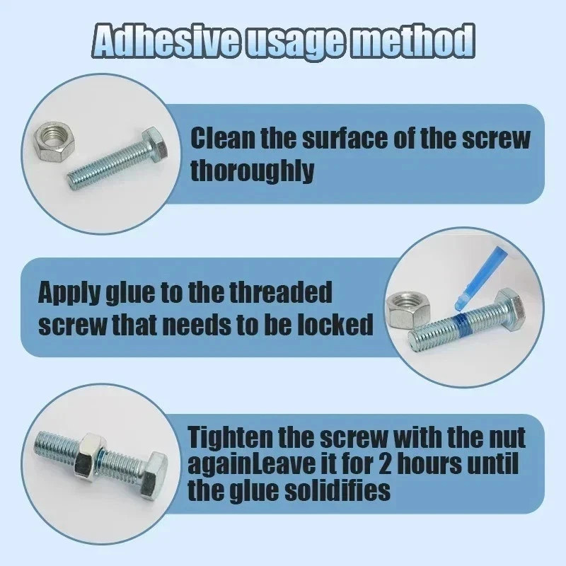 LOOLIFL Blue Thread Locker 243 Nuts-Bolts Locker, Screw Adhesive Lock Tight Seal
