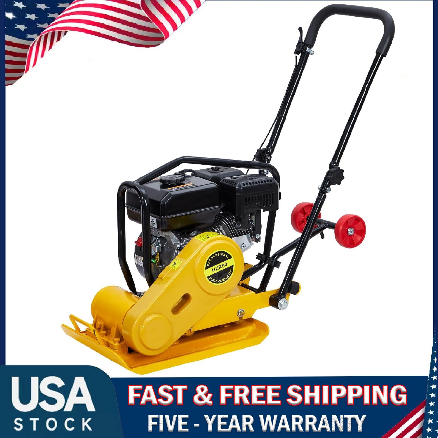 7HP Plate Compactor Rammer 212CC Gas Engine Walk-Behind Force Rammer Jack Tamper