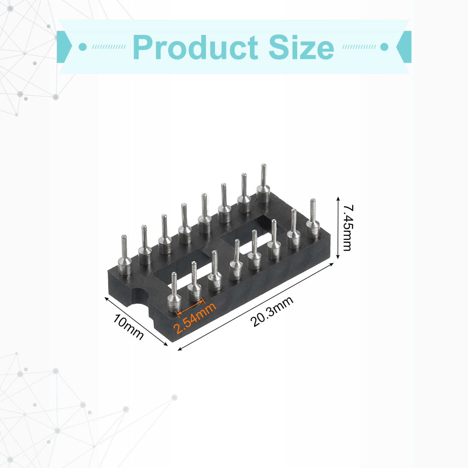 30Pcs DIP IC Chip Socket Adapter Narrow Round 16 Pin 2.54mm/0.1″ Pitch