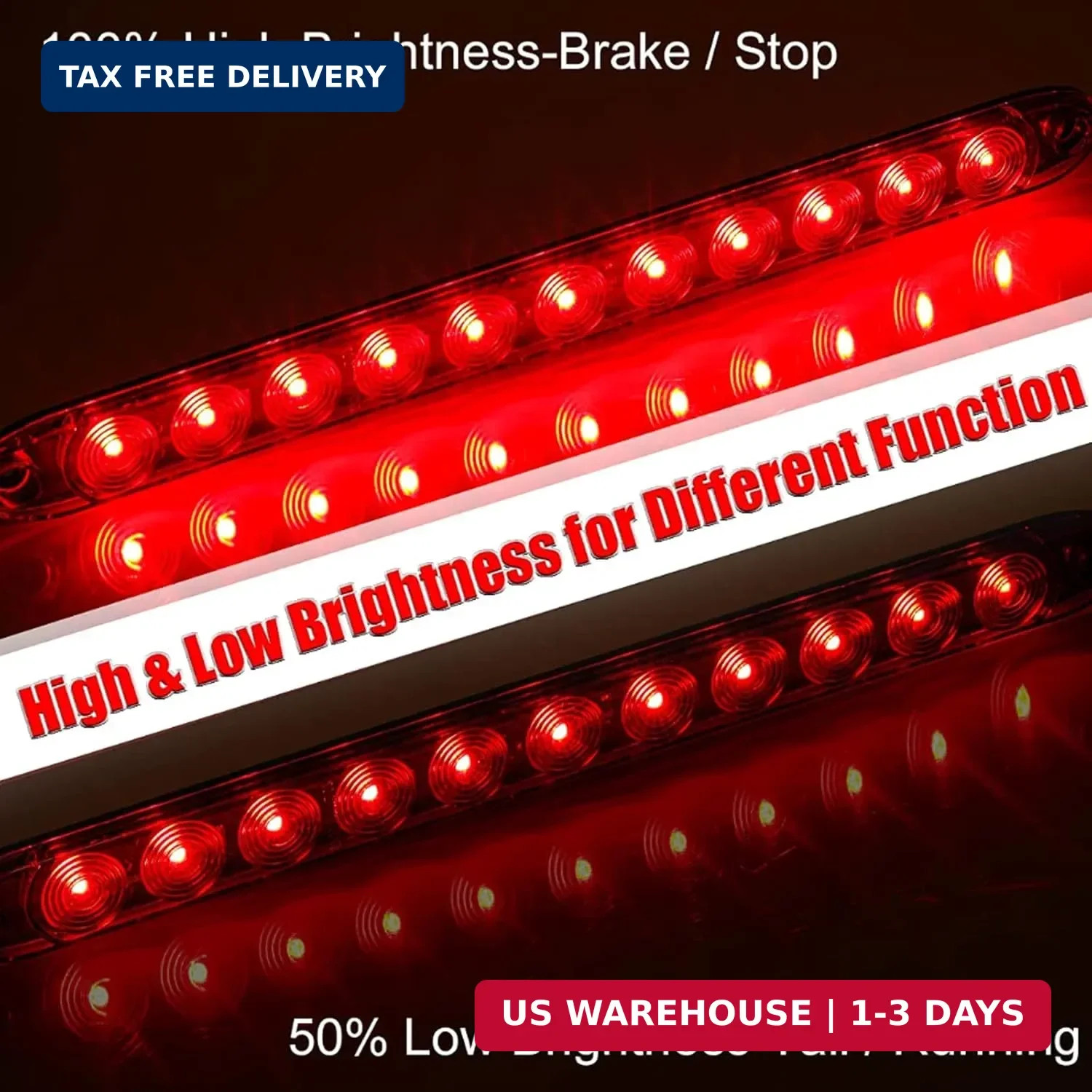 11 LED Red Trailer Brake Tail Light, 2 Pack 16″ LED Bar Stop Turn Signal Tail Li