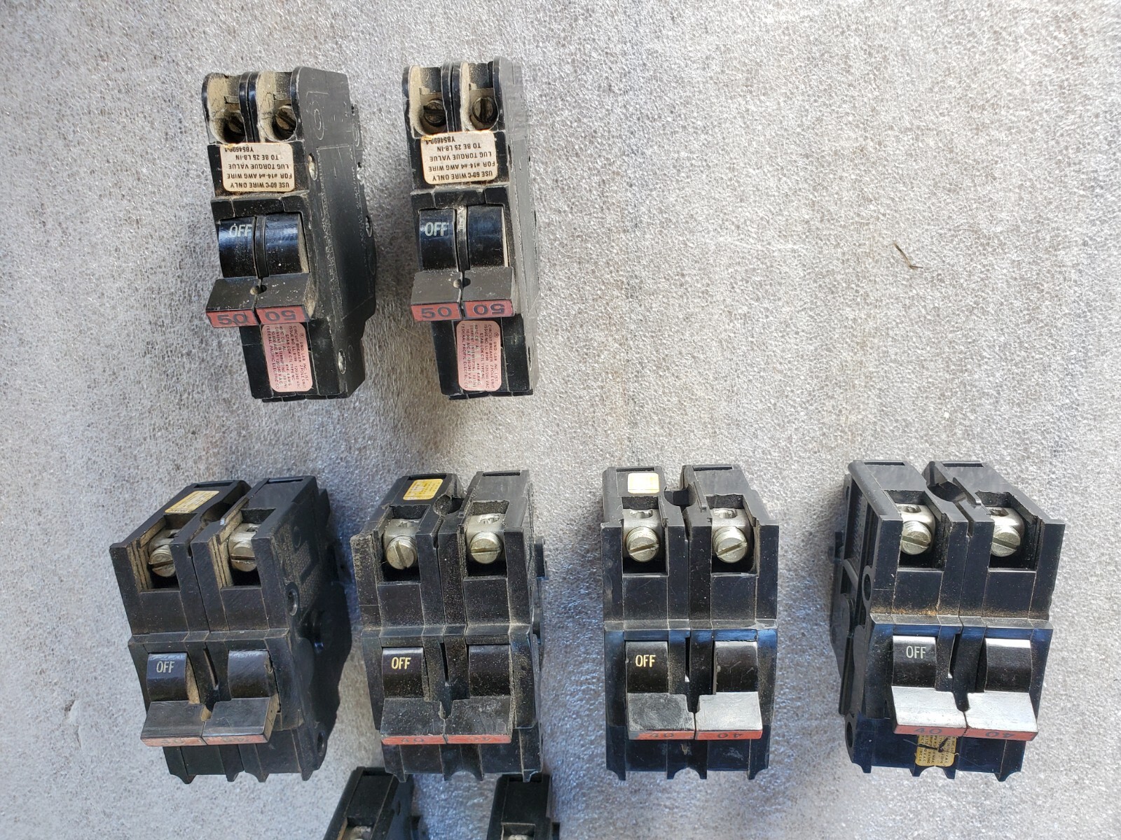 Lot of 20 Federal Pacific Electric Breakers Stab-Lok 50A 40A 30A 20A 15A
