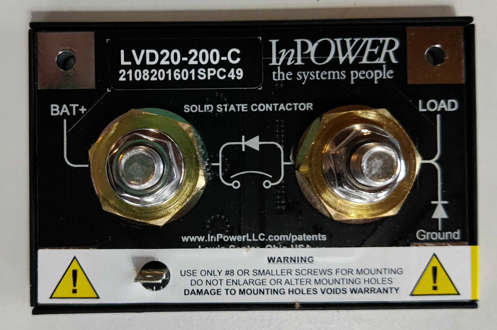 InPower Low Voltage Disconnect 200 Amp LVD20-200-C SPC49 Solid State Contactor
