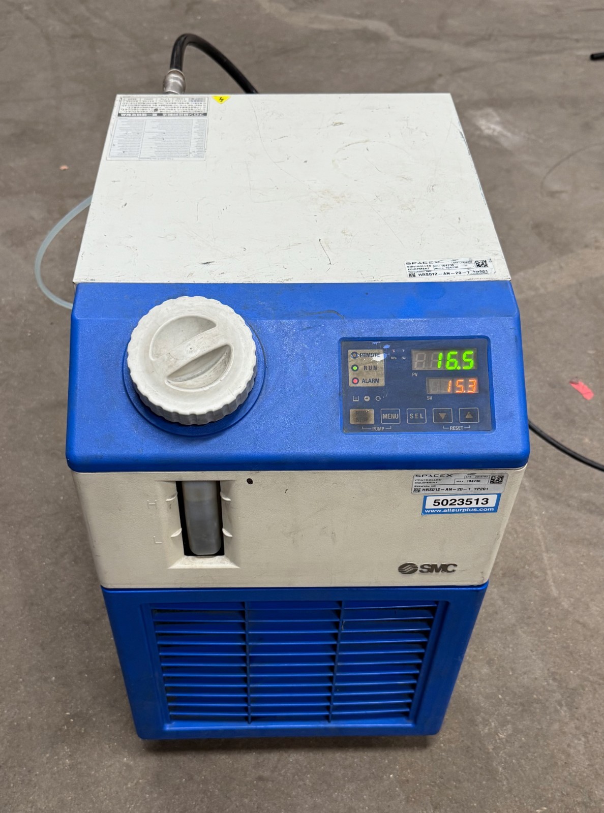 SMC HRS012-AN-20-T Circulating Thermo Chiller; 230V, 1300W, 5°C to 40°C
