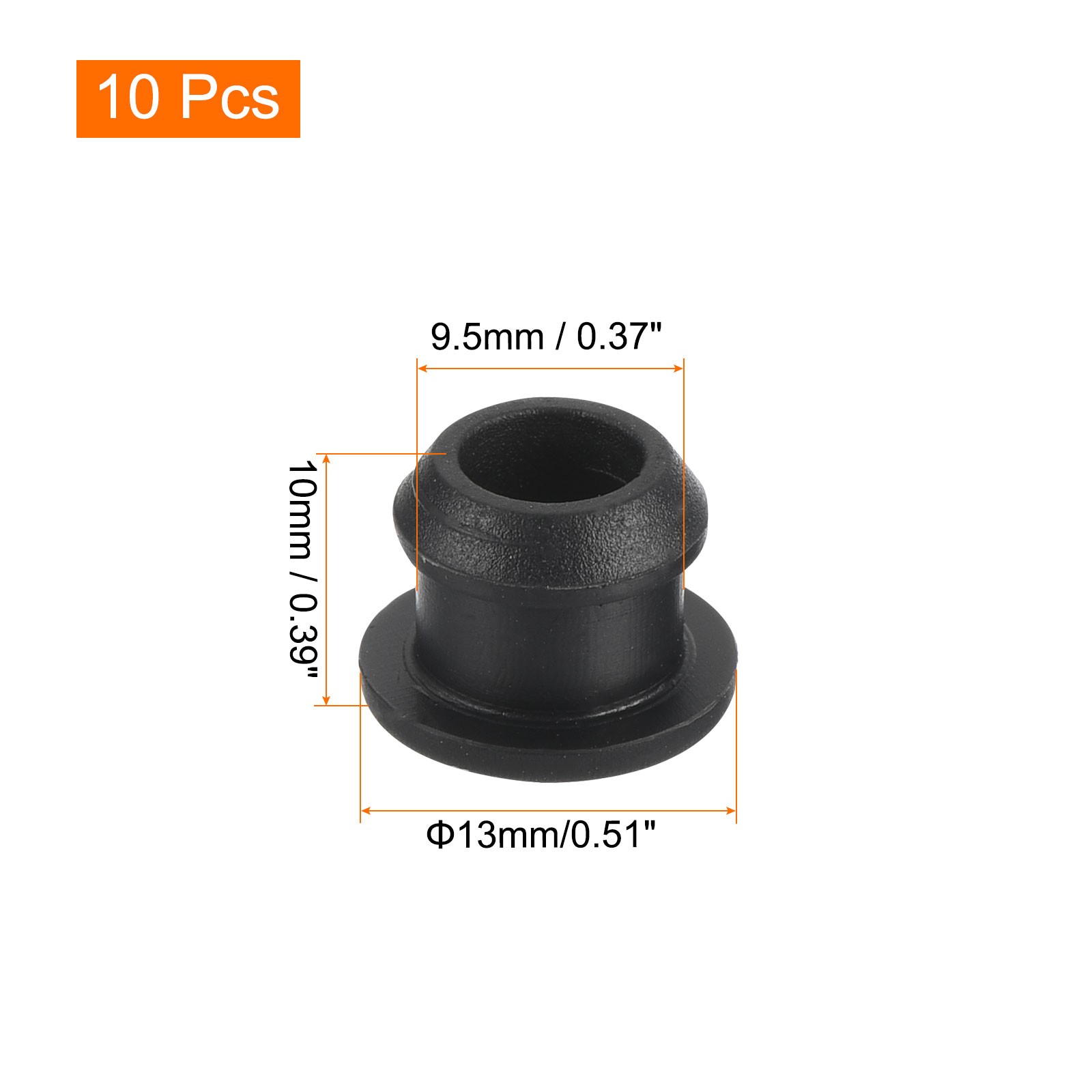 10Pcs Silicone Snap in Locking Hole Plugs Seal Cover Panel Round 9.5mm Black