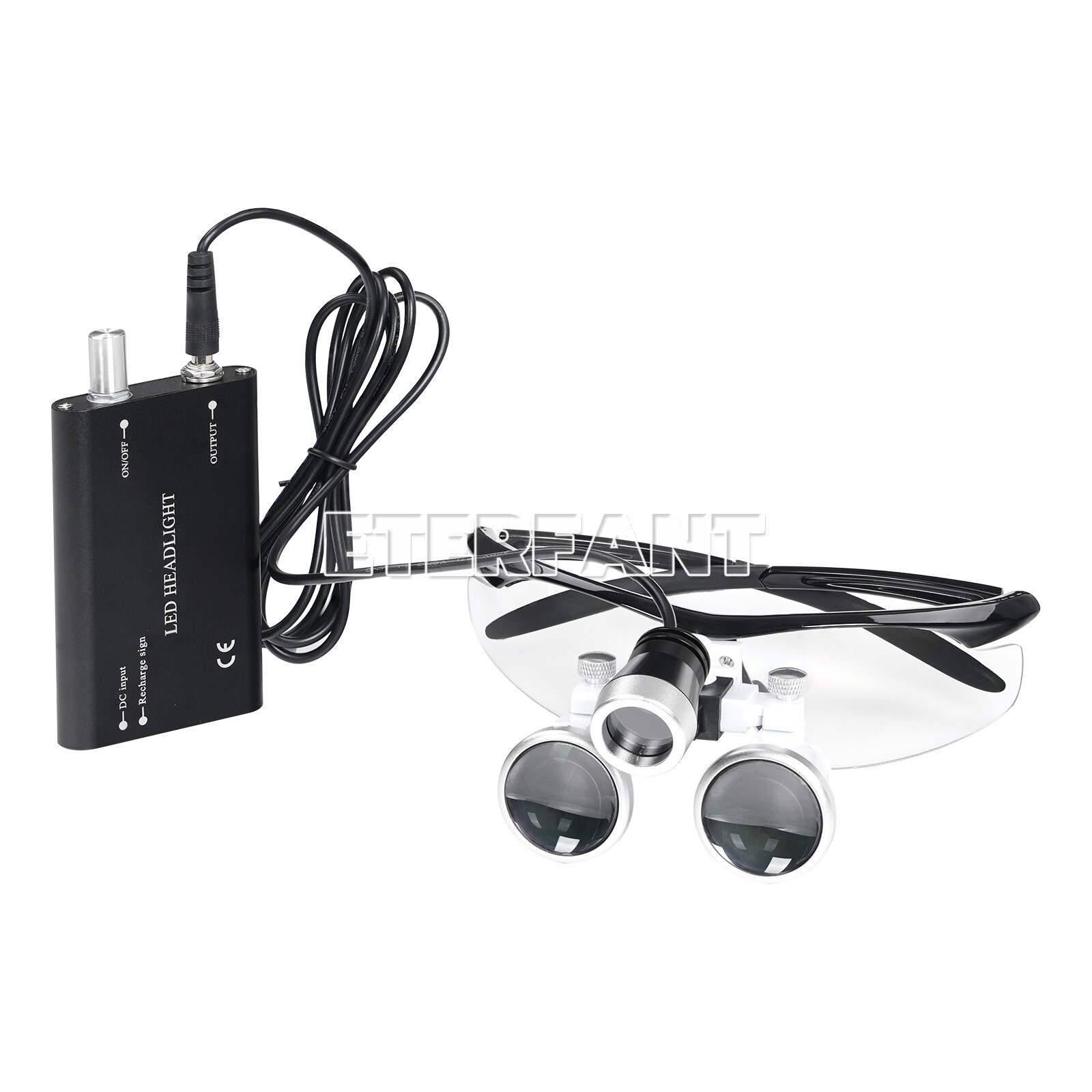 ETERFANT Dental 3.5x Magnifier Binocular Loupes+3W LED Head Light Lamp Medical