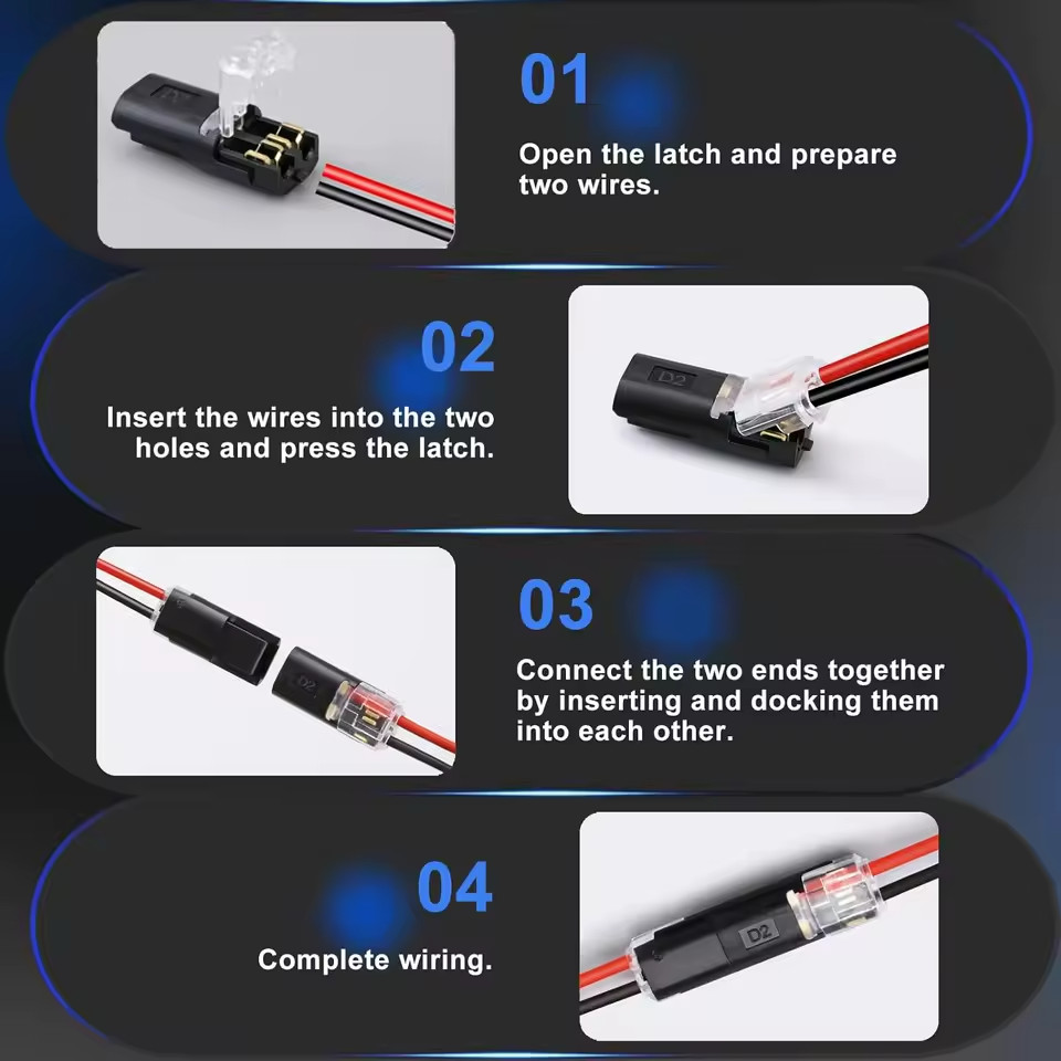50PCS Double Wire Plug in Connector with Locking Buckle, Locking Easy to Use