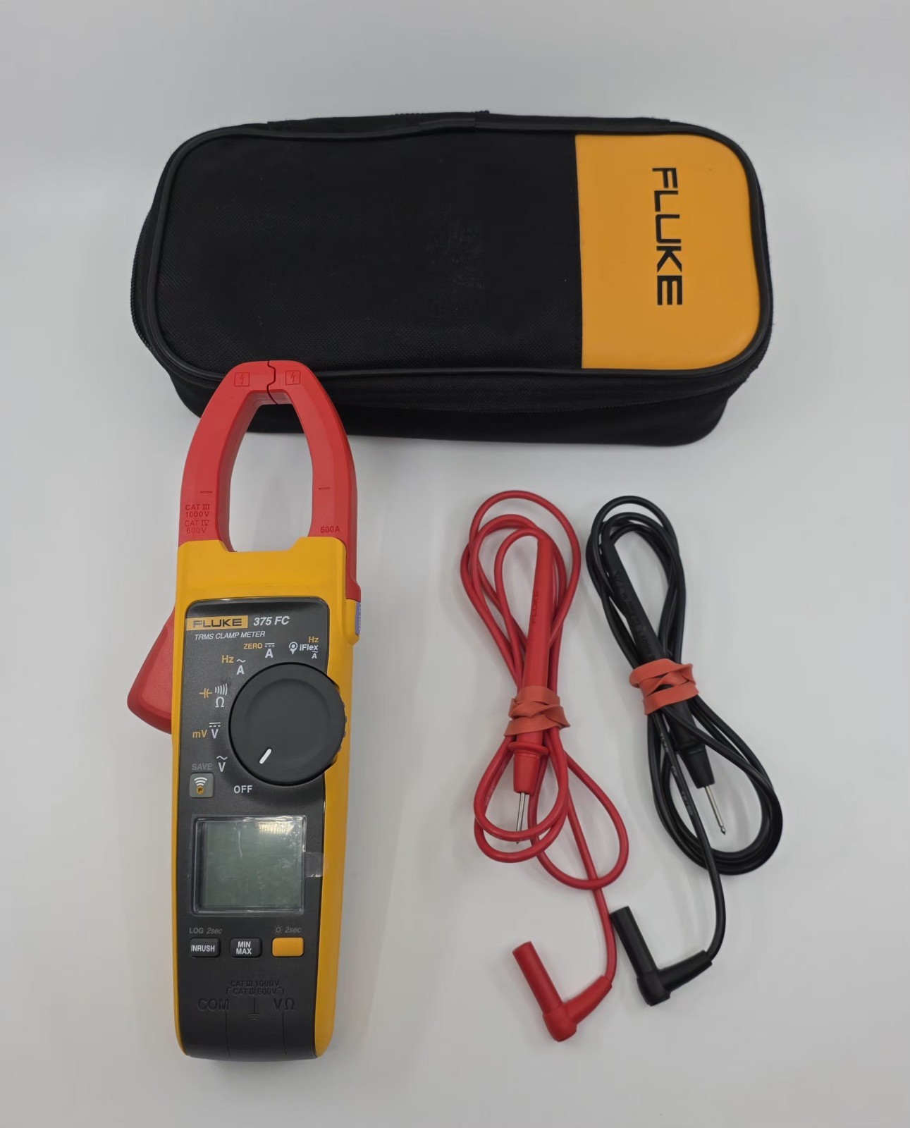 Fluke 375 FC True-RMS AC/DC Clamp Meter Wireless w/Case & Leads – Free Shipping