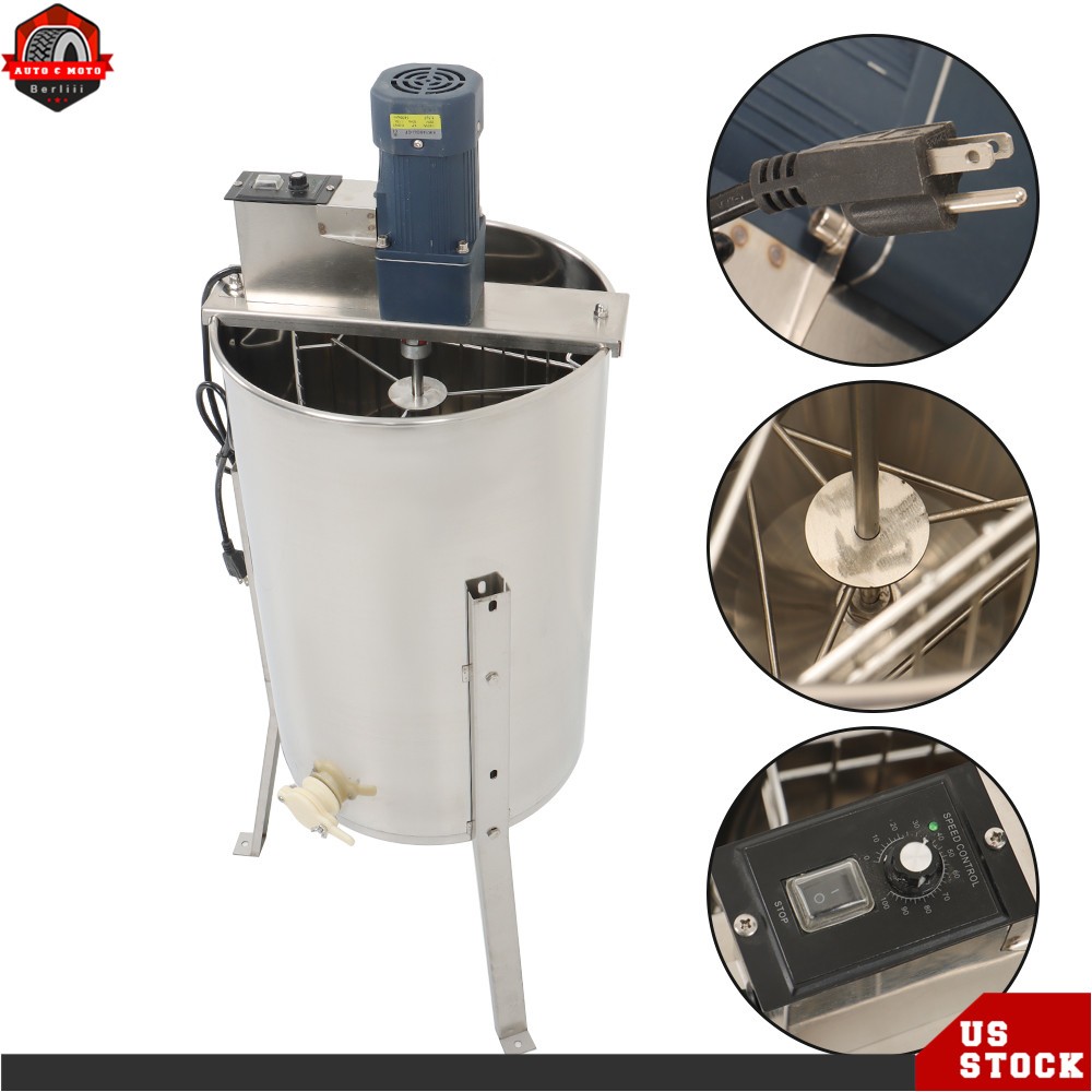 3 Frames Electric Honey Extractor Stainless Steel Power Extractor 1300RPM 140W