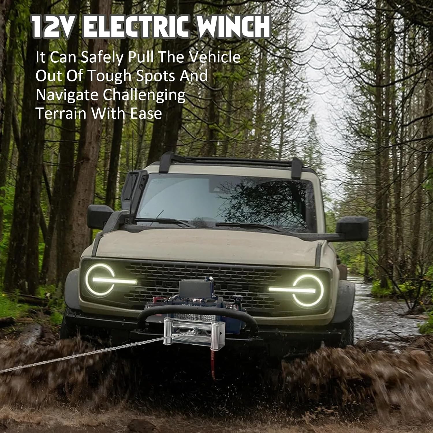 18800LBS Truck Electric Winch Kit Waterproof IP67 80FT Steel Cable Truck Winch