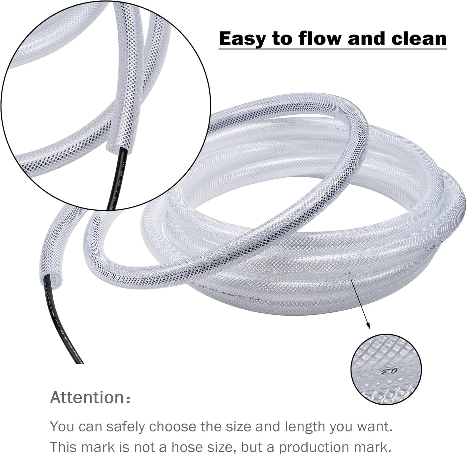 50ft Flexible High-Pressure Braided PVC Tubing – Non-Toxic and Kink-Proof