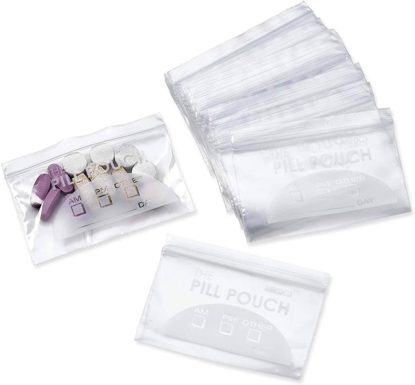 200-Pack Pill Pouches with Zipper Seal – Reusable Bags for Vitamins & Medication