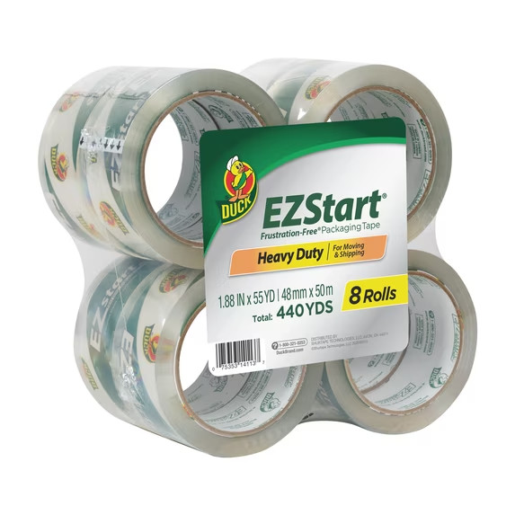 Duck EZ Start Packaging Tape, 8 Pack Free Shipping