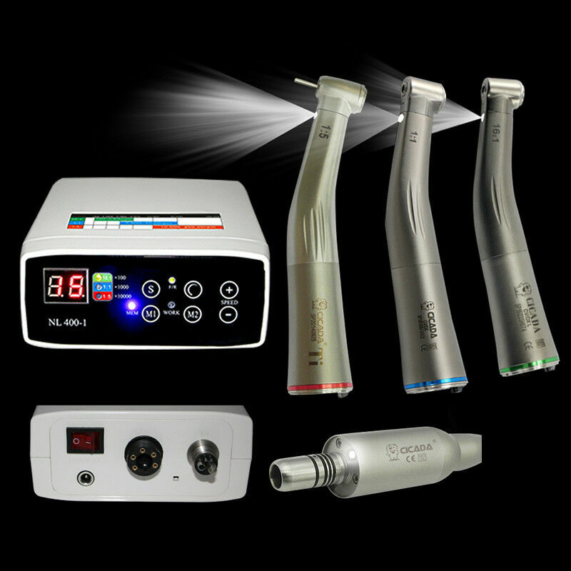 CICADA Dental Electric Motor 1:1/1:5/4:1/16:1 Fiber Optic Contra Angle Handpiece
