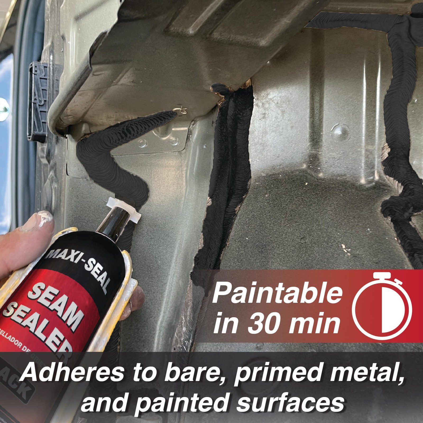 LAUCO Maxi -Seal Polyurethane Seam Sealer Automotive – Black, 10.5oz Tube