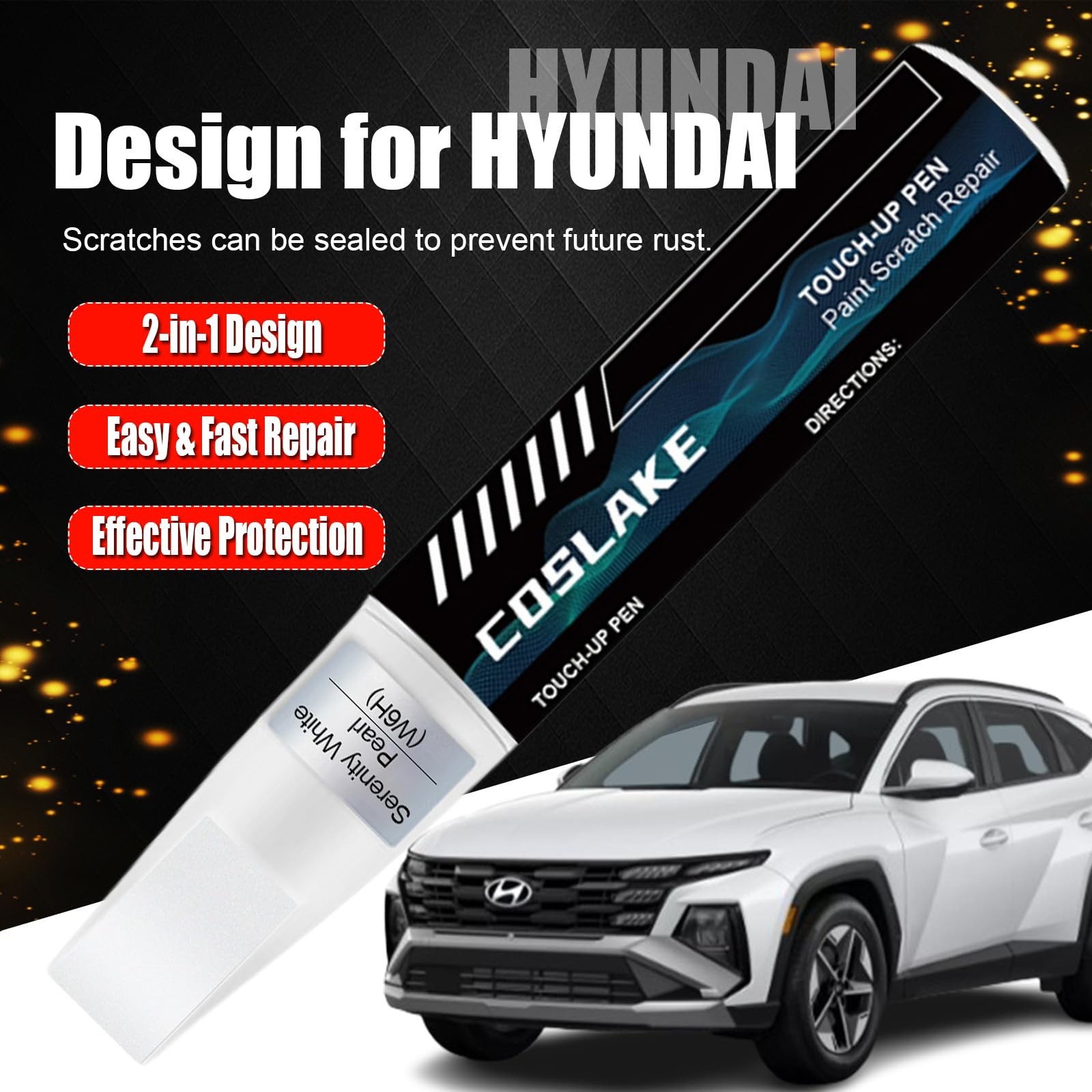 Car Touch Up Paint(Ice/Quartz White Pearl Tricoat(W8/WW8)) for Hyundai, Car P