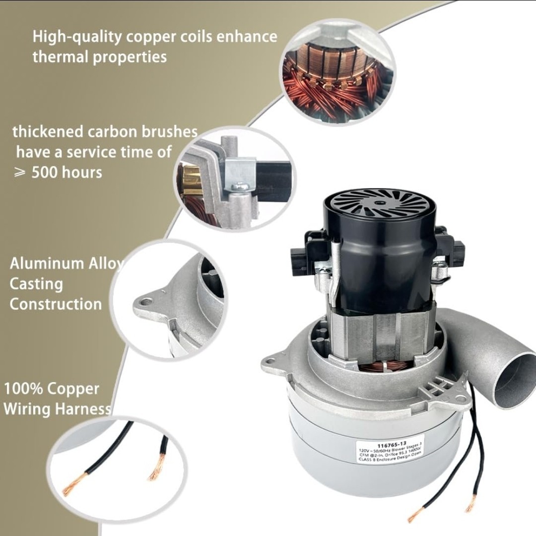 116765-13 116765-00 Central Vacuum Motor, 3-Stage High-Suction Low-Noise 5.7″…