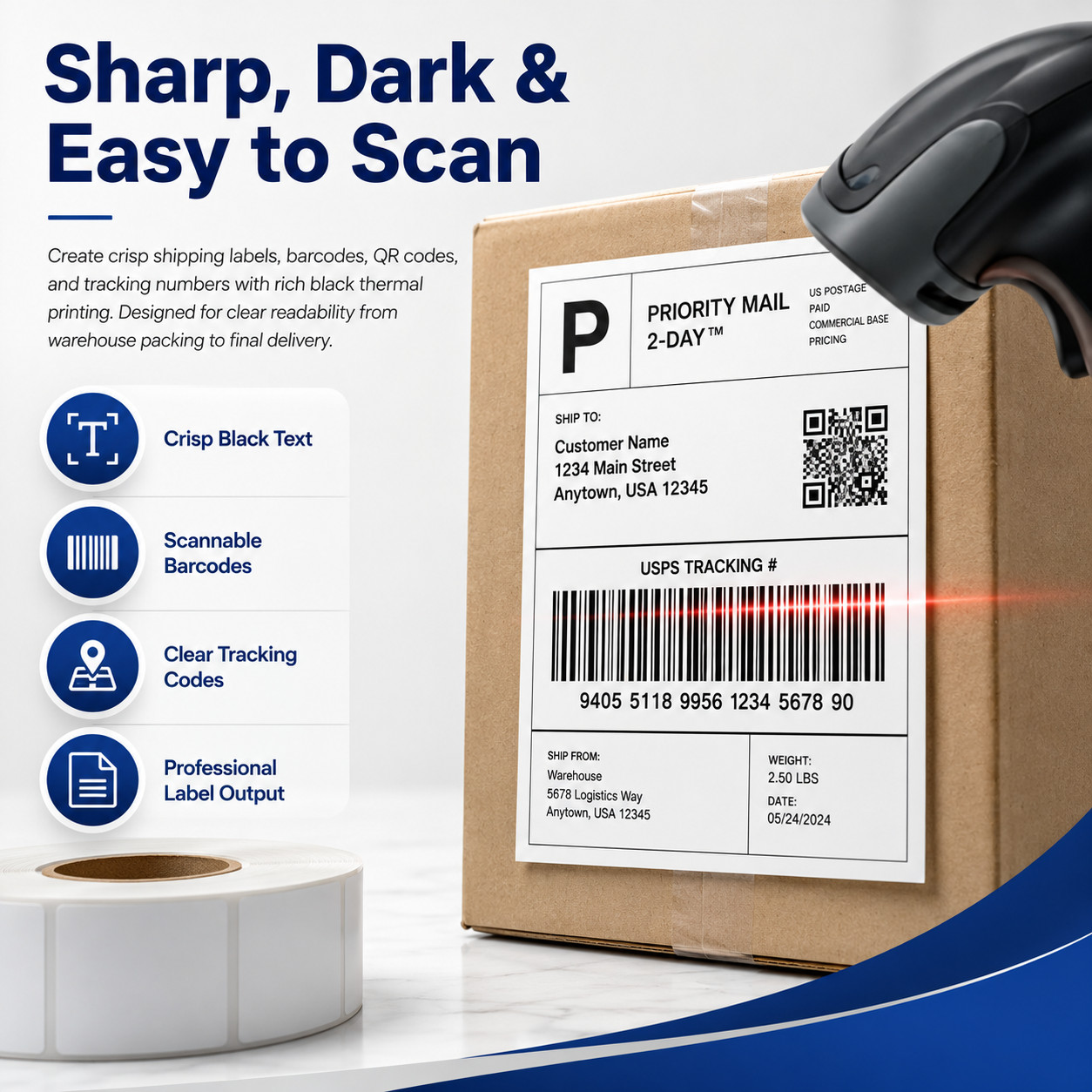 30256 Shipping Label 2-5/16″ x 4″ For DYMO LabelWriter 300 310 320 330 400 450