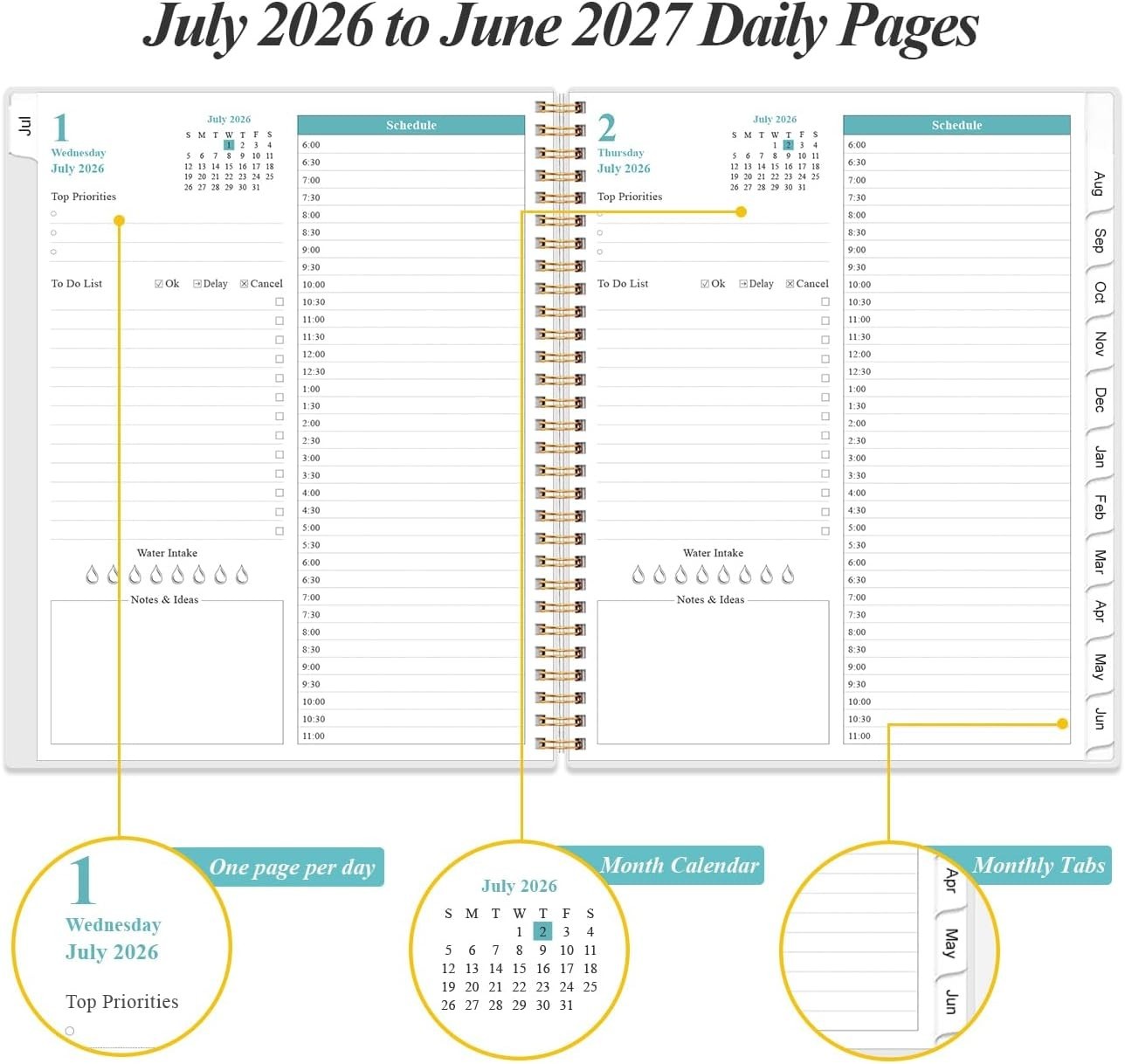 Daily 2026-2027 Full Page Per Day- 2026-2027 Daily & Monthly from July 2026 t…