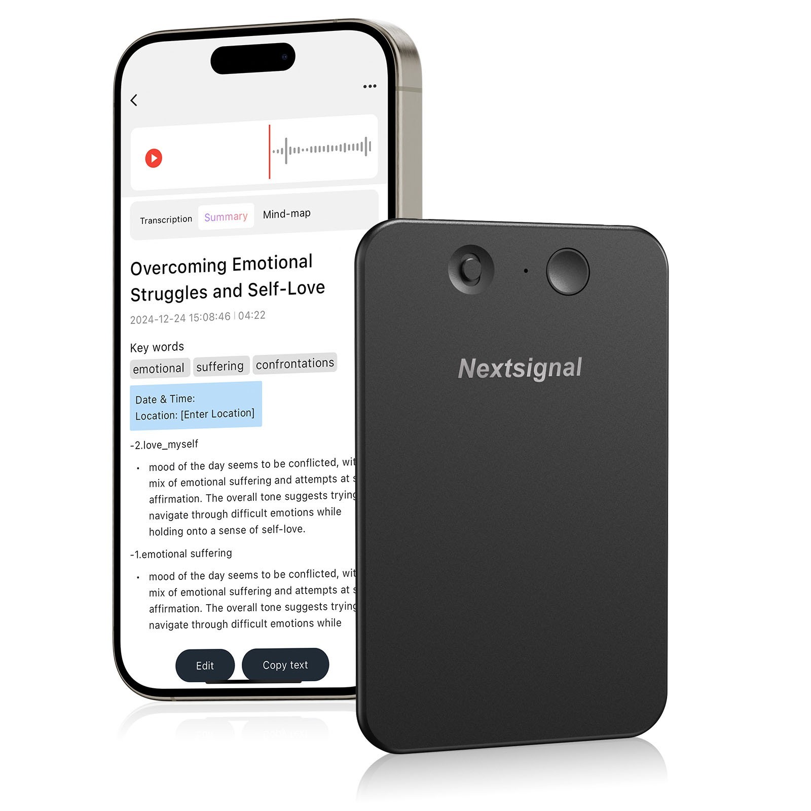 Nextsignal 64GB AI Digital Voice Recorder w/ Transcription, Summary,Mind Mapping