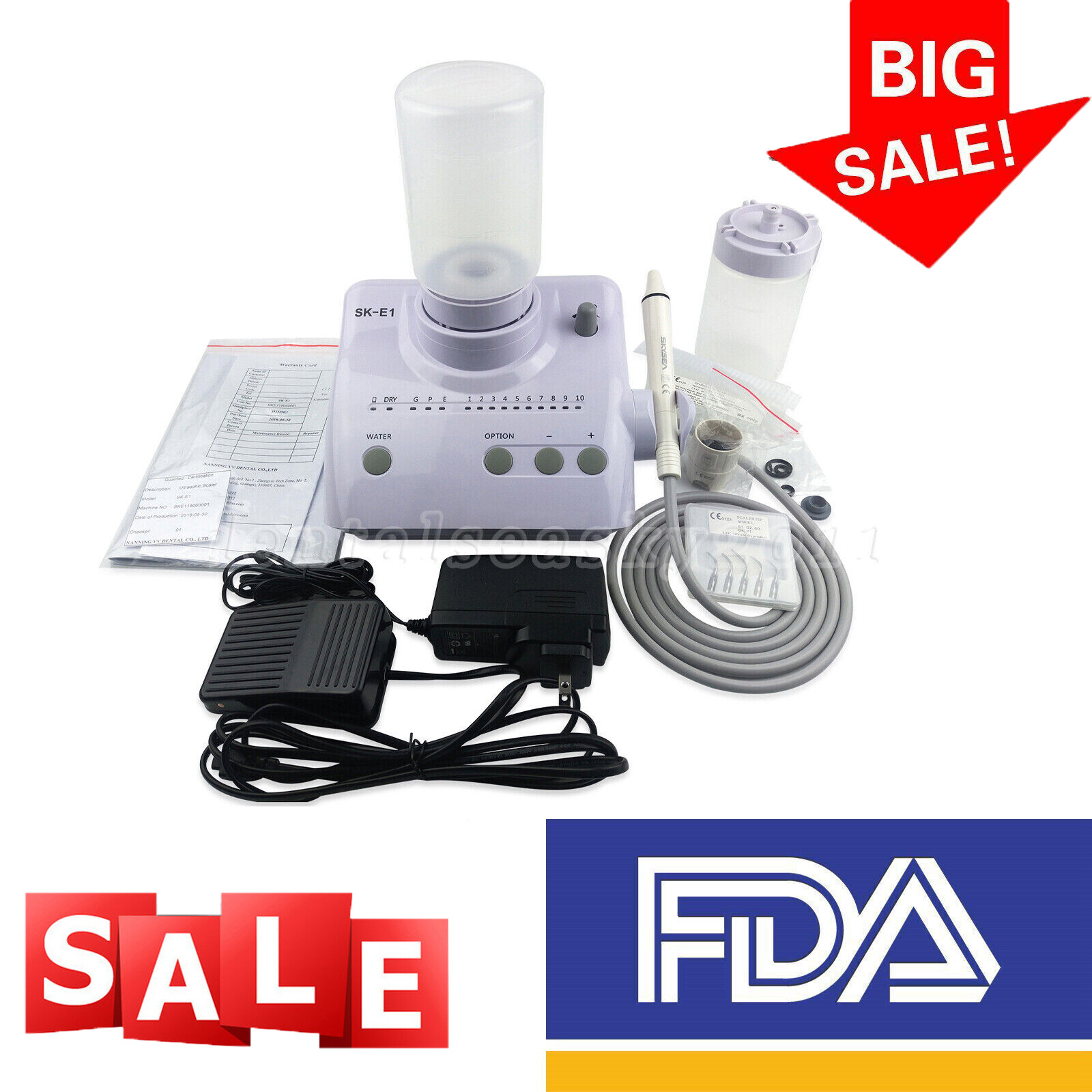 US! Cavitron Dental Ultrasonic Scaler fit EMS +Handpiece+Tips+2 Bottles SKE1 FDA