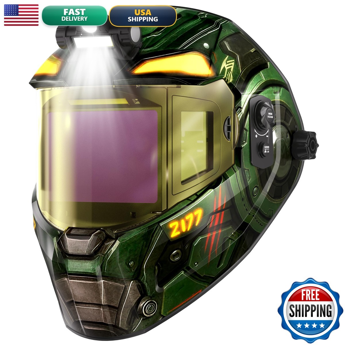 ANDELI OPTIM-600LB-BCB Auto Darkening Welding Helmet 7.2×3.2 Panoramic Shade