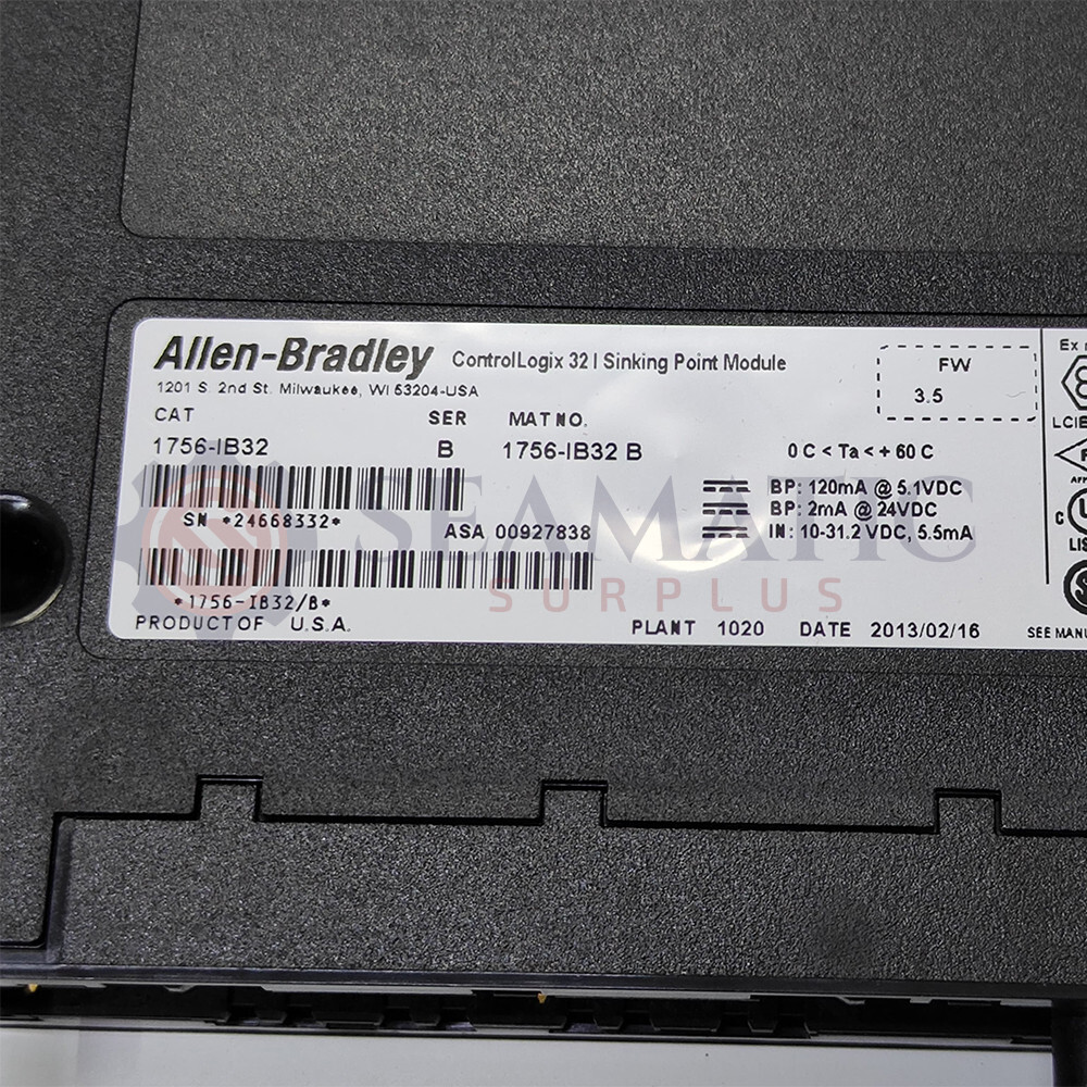 NEW Allen Bradley 1756-IB32 PLC Digital DC Input Module, V#150 (NEW)