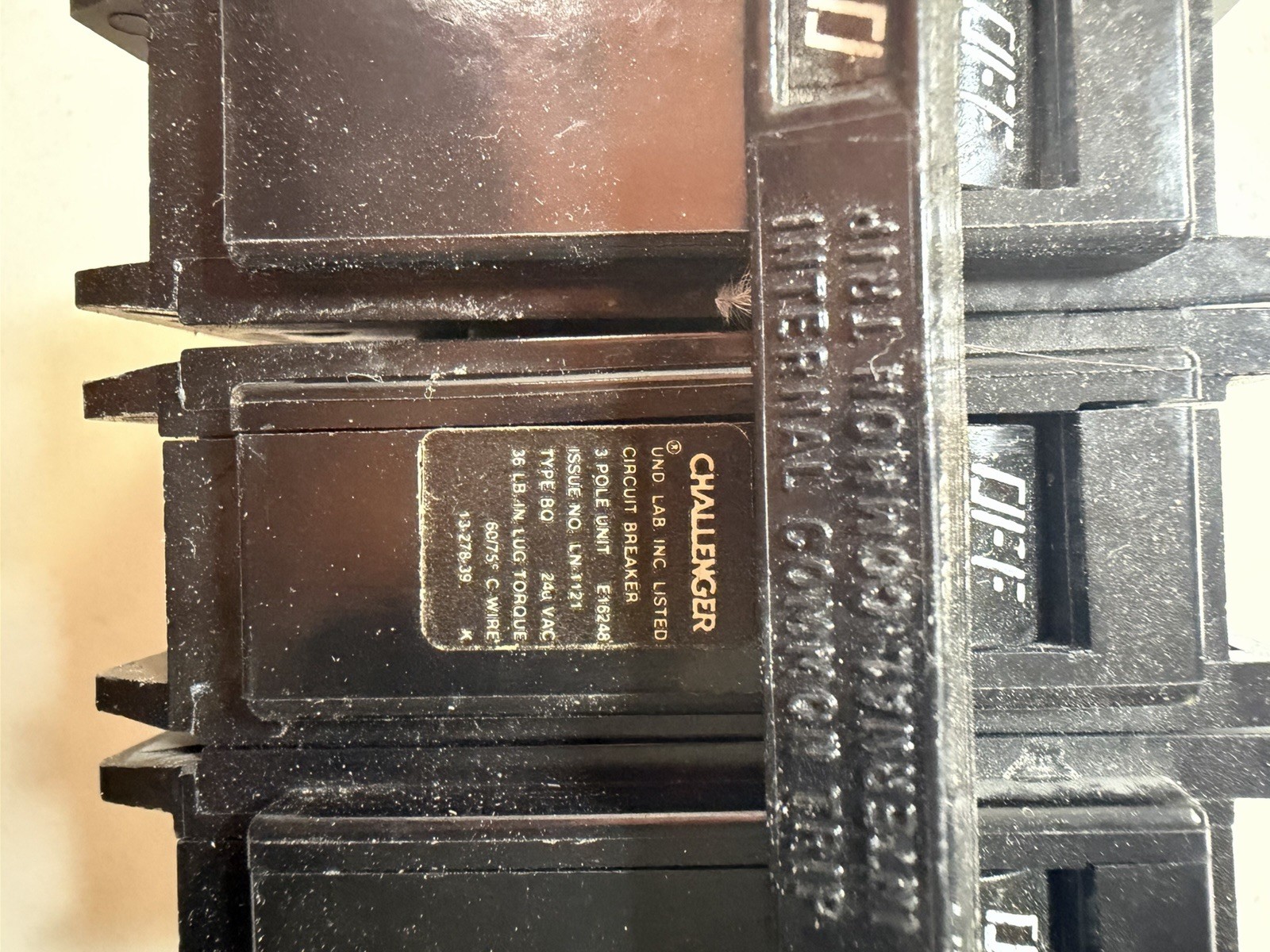 Challenger C10A3 Circuit Breaker, 10A, 3 Pole, 201-250V, Common Trip