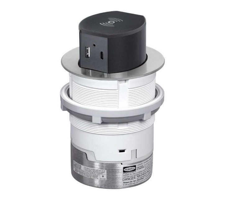 Hubbell Tri-Power Pop Up Surface Mount 20A Receptacle Aluminum & Color RCT620ALU