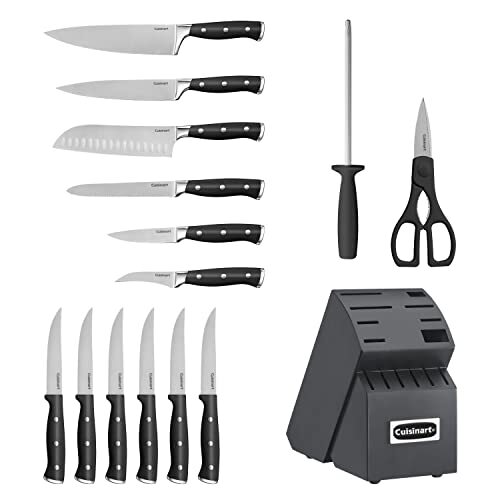Cuisinart 15-Pc Forged Triple Rivet Knife Set with Block High Carbon Steel