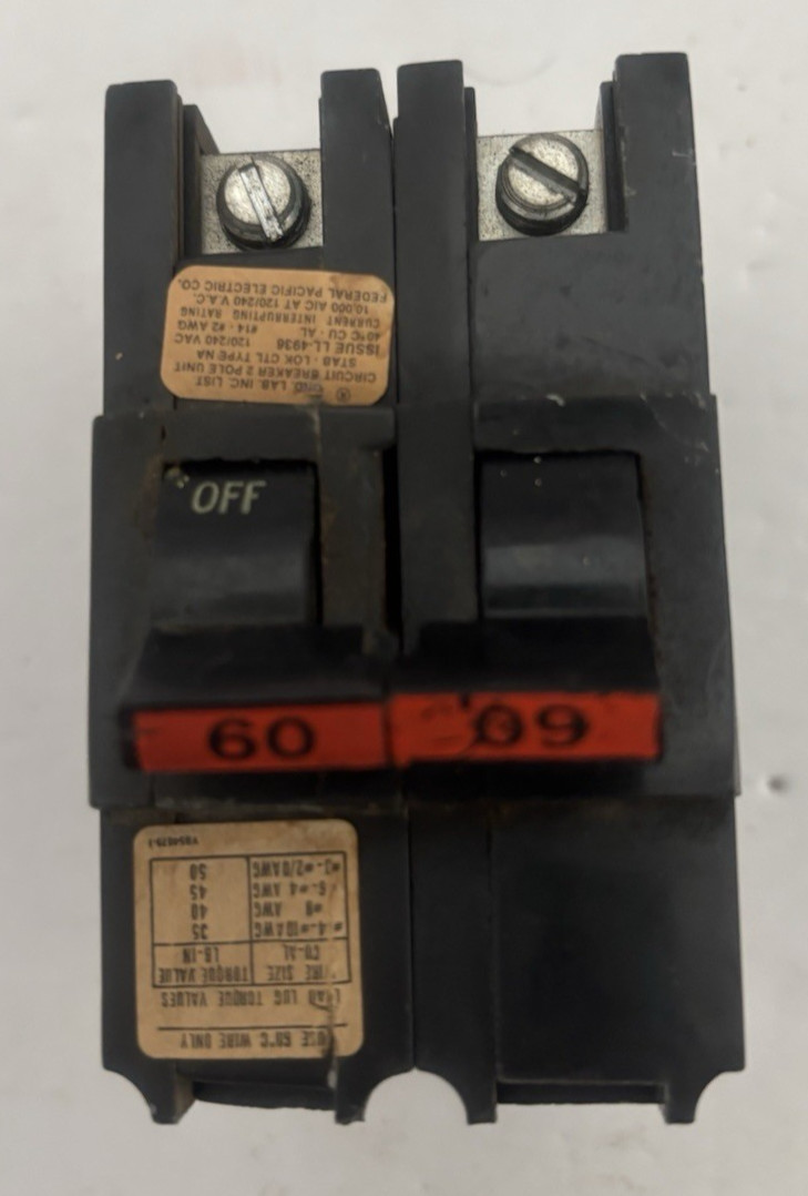 Lot of 4 FPE Stab-Lok Circuit Breakers-30A 3 Pole, 30A, 40A & 60A 2 Pole