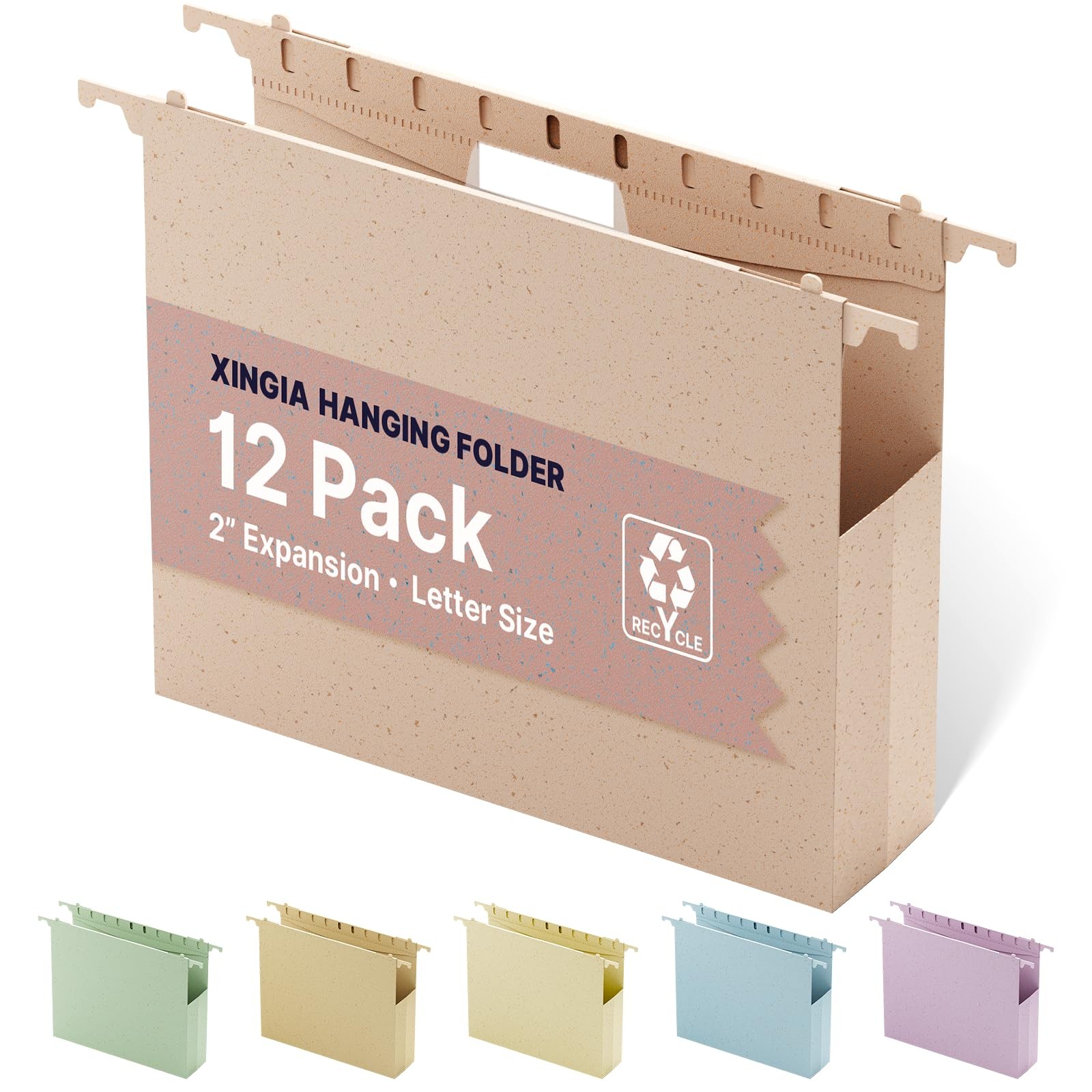 Plastic Hanging File Folders Letter Size, Heavy Duty 2″ Expansion, 12 Pack Re…