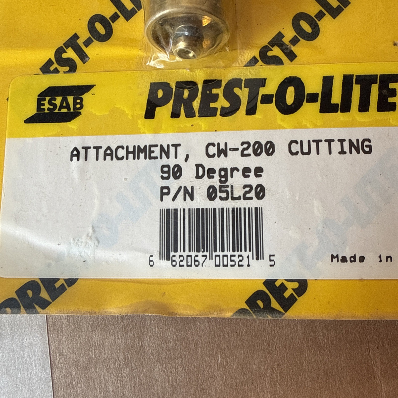ESAB P/N 05L20 Prest-O-Lite CW200 90 degree Attachment Cutting Torch