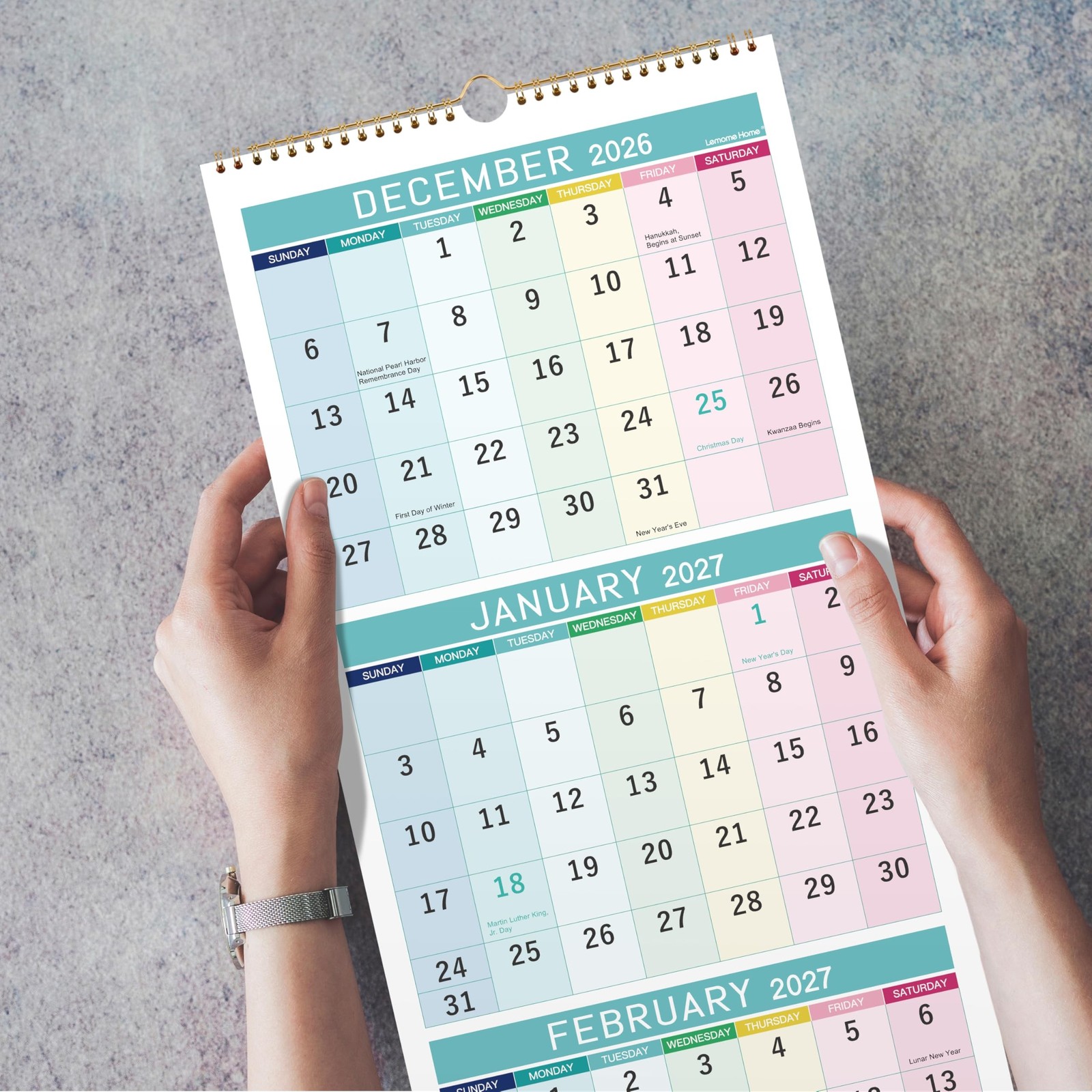 2027 Wall Calendar – 3 Month Calendar 2027 Display(Folded in a Month), JAN. 2…