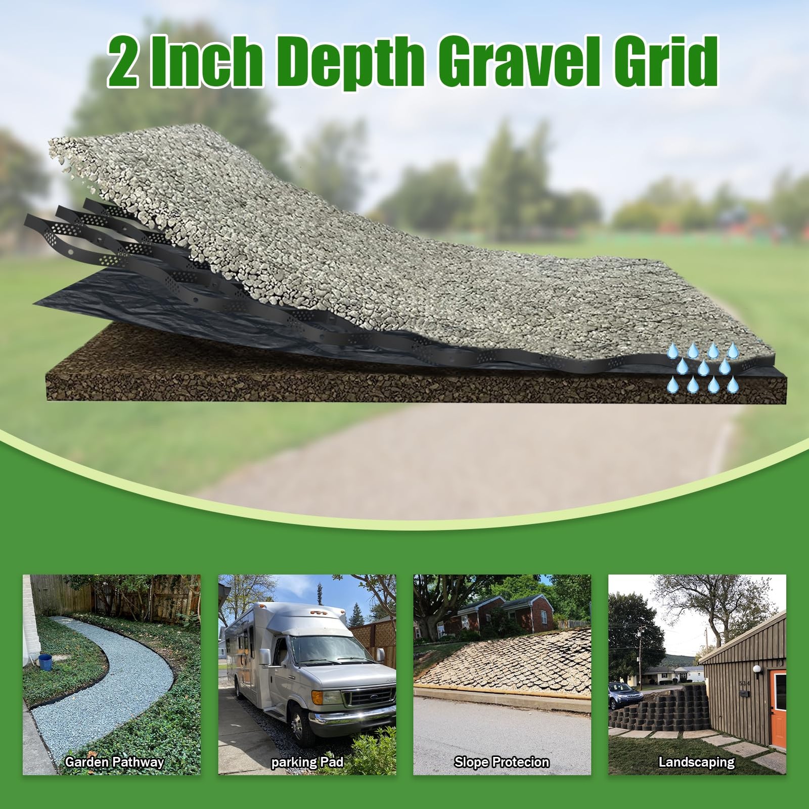 Gravel Driveway Stabilization Grid 4ft x 40ft – Heavy-Duty Ground Support System