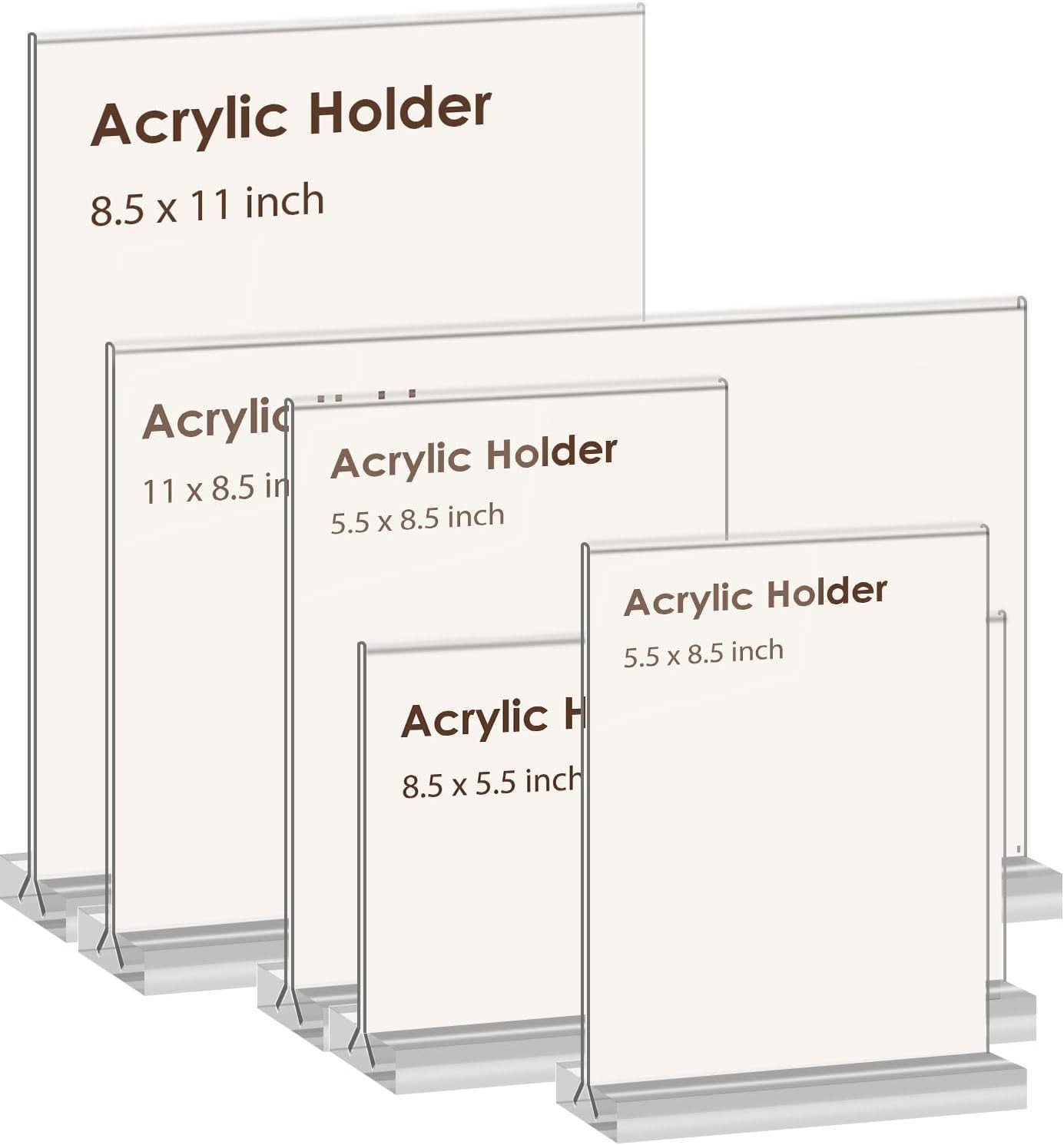 High-Transparency 8.5×11 Acrylic Sign Holders – 6 Pack Double-Sided T Displays