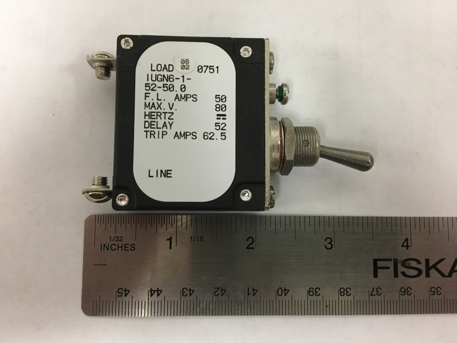 Airpax Circuit Breaker IUGN6-1-52-50.0 50amp 80Vac 1 Pole