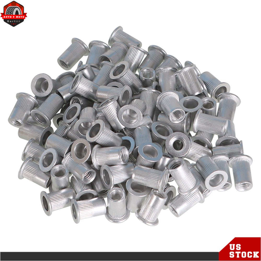 Aluminum Rivet Nut rivnut Insert Nut Pack Of 100 M6 6mm Flat Head NEW