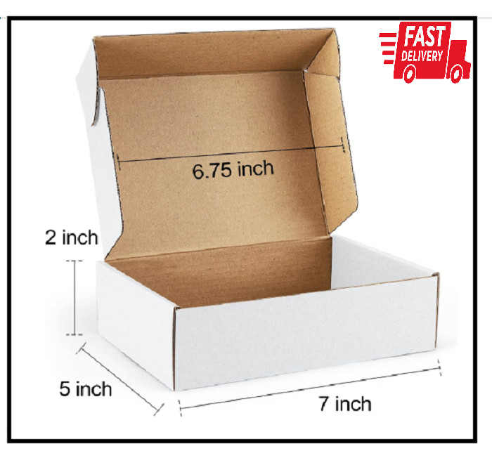 Shipping Boxes 7X5X2 Inches White Small Mailing Boxes 25 Pack Cardboard Corrugat