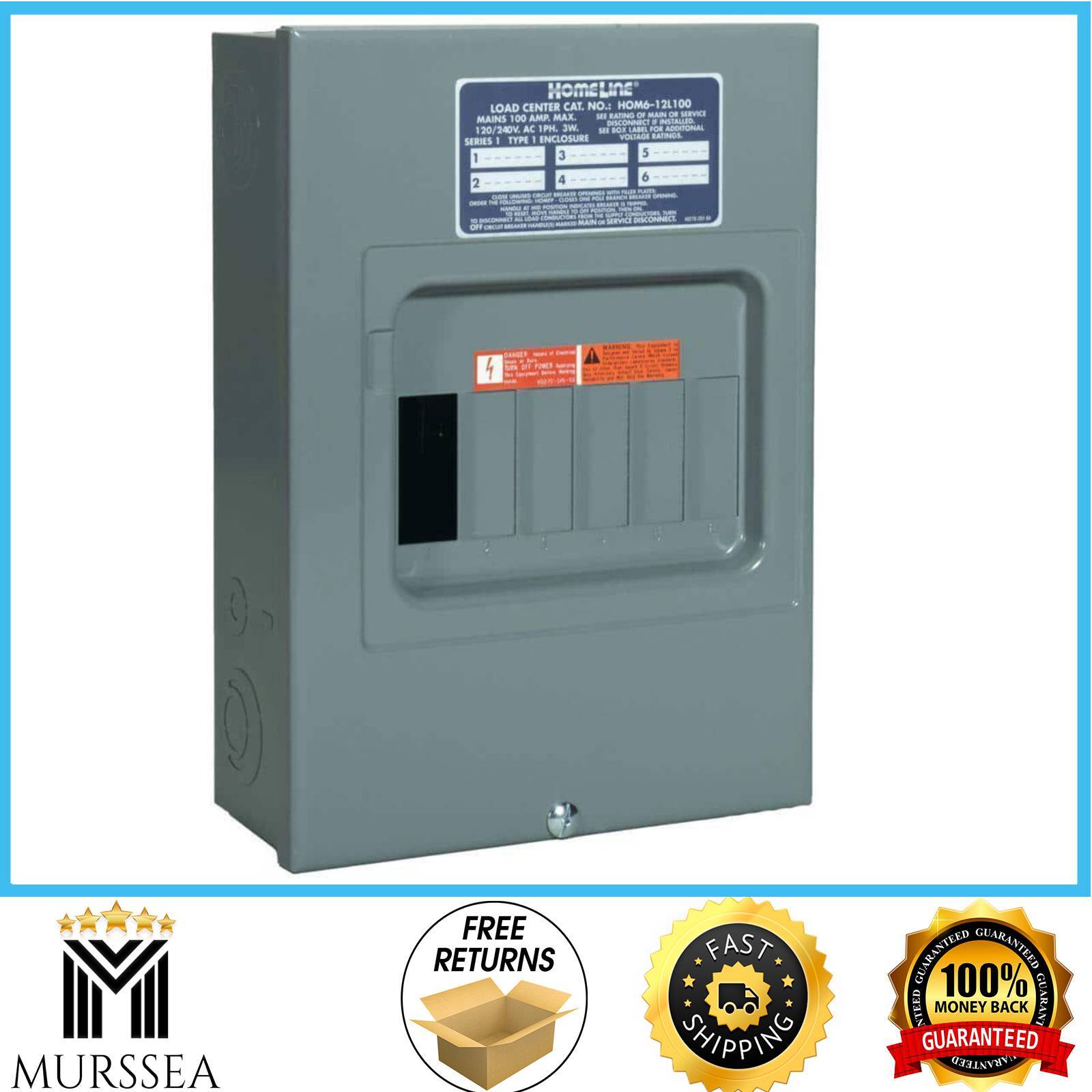 100 Amp Indoor Main Lug Load Center 6 Space 12 Circuit Electrical Sub-Panel Box