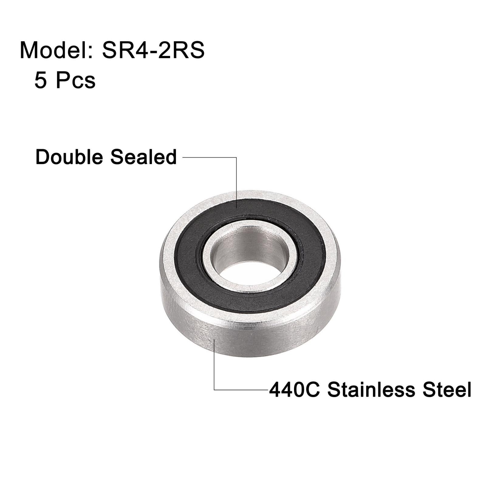 5pack SR4-2RS Stainless Steel Ball Bearing 1/4″x5/8″x0.196″ Double Sealed