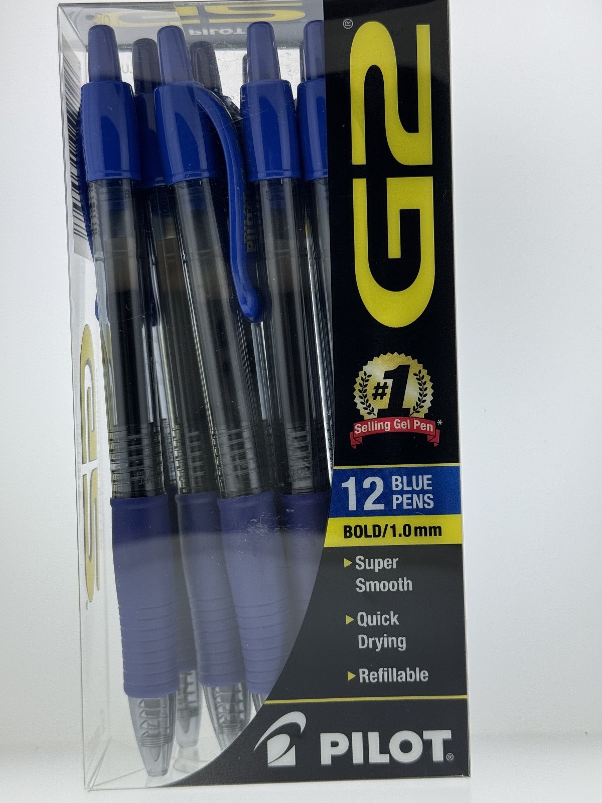 Pilot G2 BOLD Point 1.0mm BLUE INK GEL ROLLER Pens 12 PACK USA SHIPPING ONLY